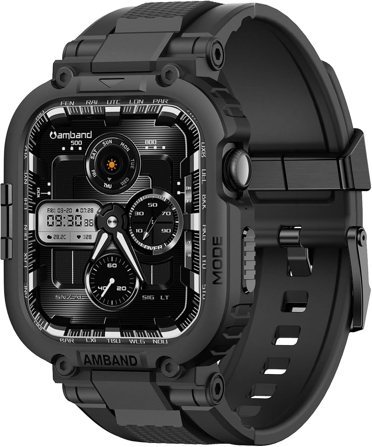amBand Funda con Correa M1 Sport para Apple Watch Series 11/10 46mm Grado Militar Negra